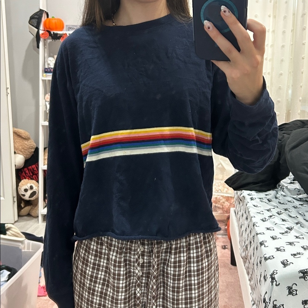 brandy melville Long Sleeve Shirt with Rainbow Stripe